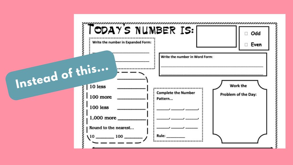 Traditional number of the day math worksheet