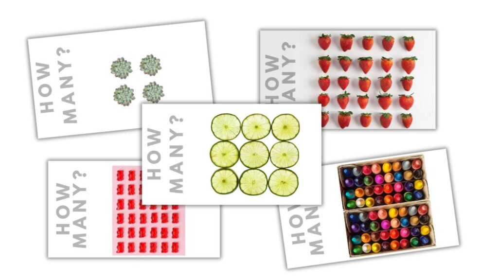 How Many? Math Talk with visual multiplication square fact arrays